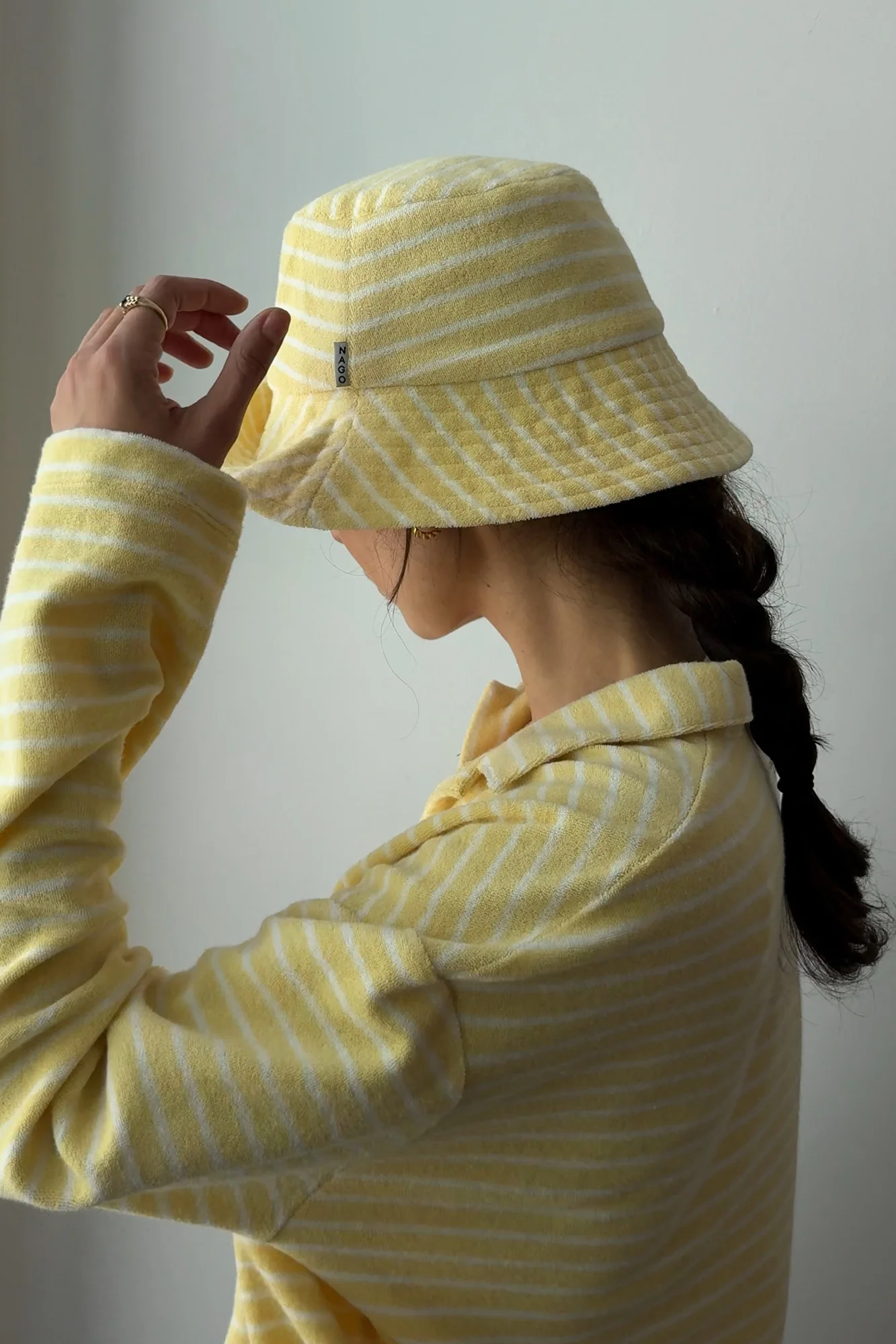Bucket z bawełny frotte / 21 / 09 / lemon stripes